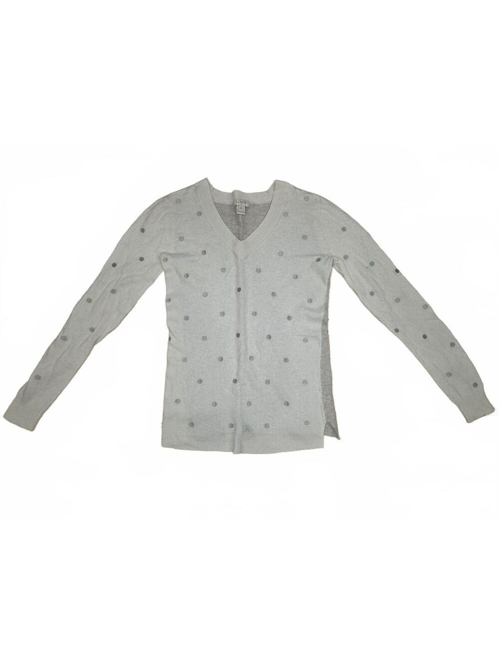 J.Crew Metallic Dot Merino Wool Blend V-Neck Sweater Size XS